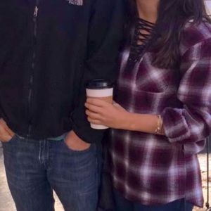 Burgundy Lace Up Flannel